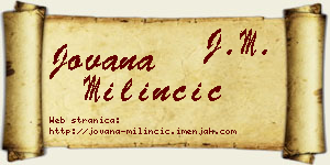 Jovana Milinčić vizit kartica
